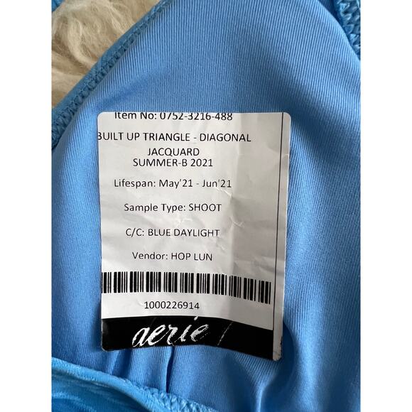 Aerie Hop Lun Blue Bikini Top Size S Built-Up Triangle Swimwear NWT - Picture 4 of 6